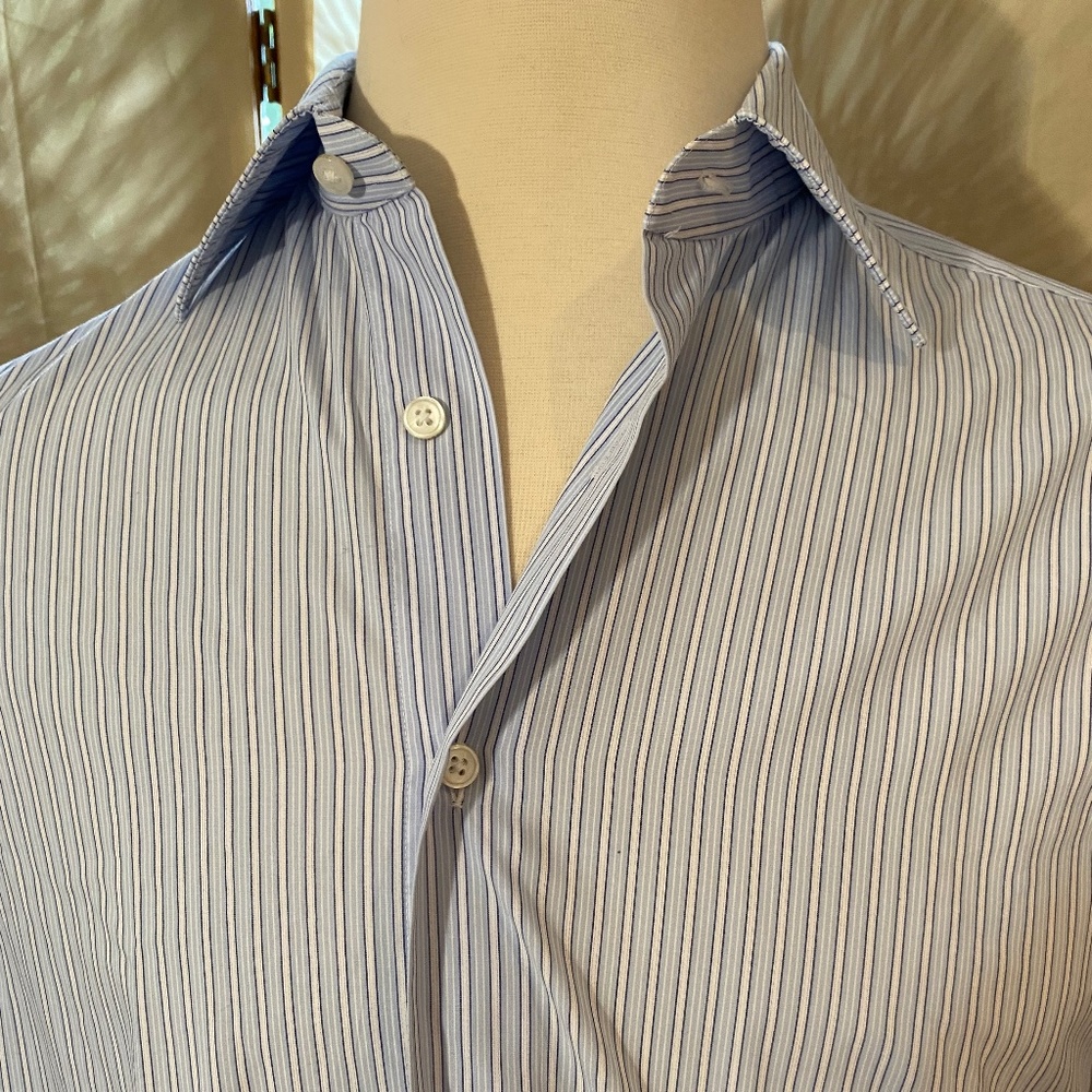 ZEGNA Men’s Striped Button Down Shirt Sz 16